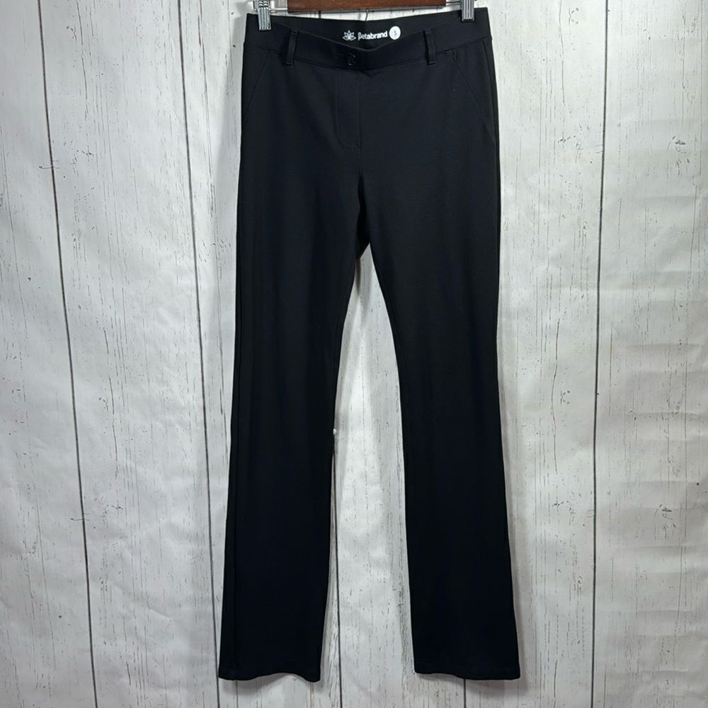 Betabrand Dress Yoga Pants Size S Solid Black Straight Leg Stretchy Pull On